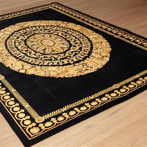 versace rug black and gold|versace barocco rug.